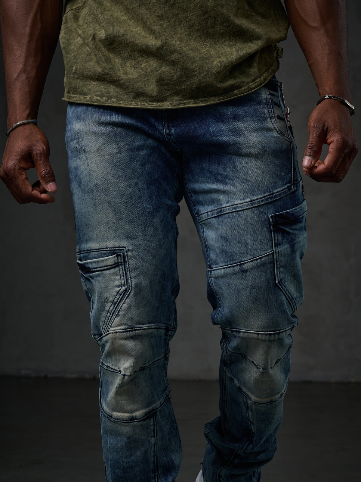 CD478 Comfortabele Heren Jeans in Washed-Out Optiek Slim Fit
