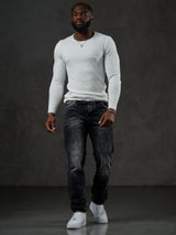 CD148 Comfortabele Heren Jeans met Contraststiksels in Straight-Fit