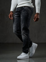 CD148 Comfortabele Heren Jeans met Contraststiksels in Straight-Fit