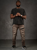 CD555 Herren Slim-Fit-Jeans im modischem Destroyed-Look