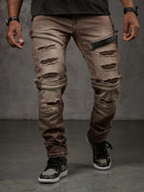 CD555 Herren Slim-Fit-Jeans im modischem Destroyed-Look