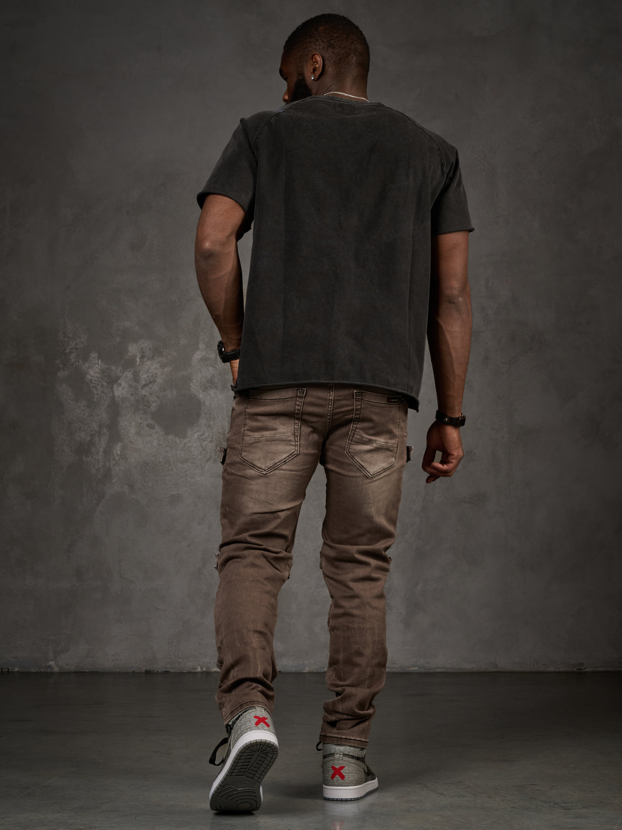 CD555 Herren Slim-Fit-Jeans im modischem Destroyed-Look