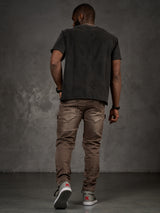 CD555 Herren Slim-Fit-Jeans im modischem Destroyed-Look