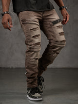 CD555 Herren Slim-Fit-Jeans im modischem Destroyed-Look
