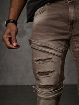 CD555 Herren Slim-Fit-Jeans im modischem Destroyed-Look