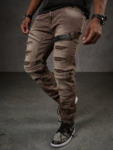 CD555 Herren Slim-Fit-Jeans im modischem Destroyed-Look