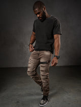 CD555 Herren Slim-Fit-Jeans im modischem Destroyed-Look