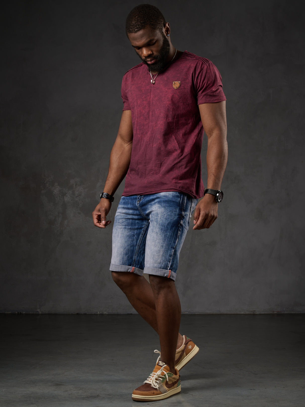 CK266 Heren Capri Shorts met een coole  Merk-Borduursel