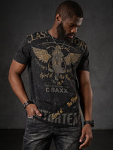 CT706 T‑shirt uomo con stampa moto vintage