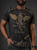 CT706 T‑shirt uomo con stampa moto vintage