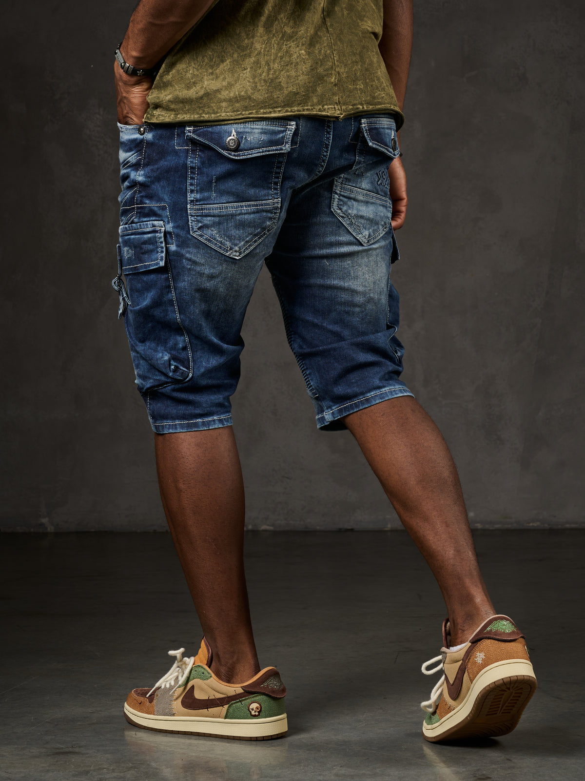 CK189 Short capri pour homme avec motif côtelé décontracté
