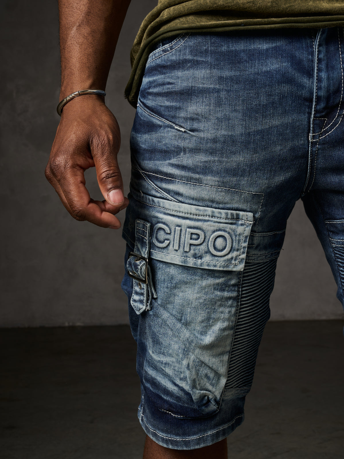 CK189 Short capri pour homme avec motif côtelé décontracté