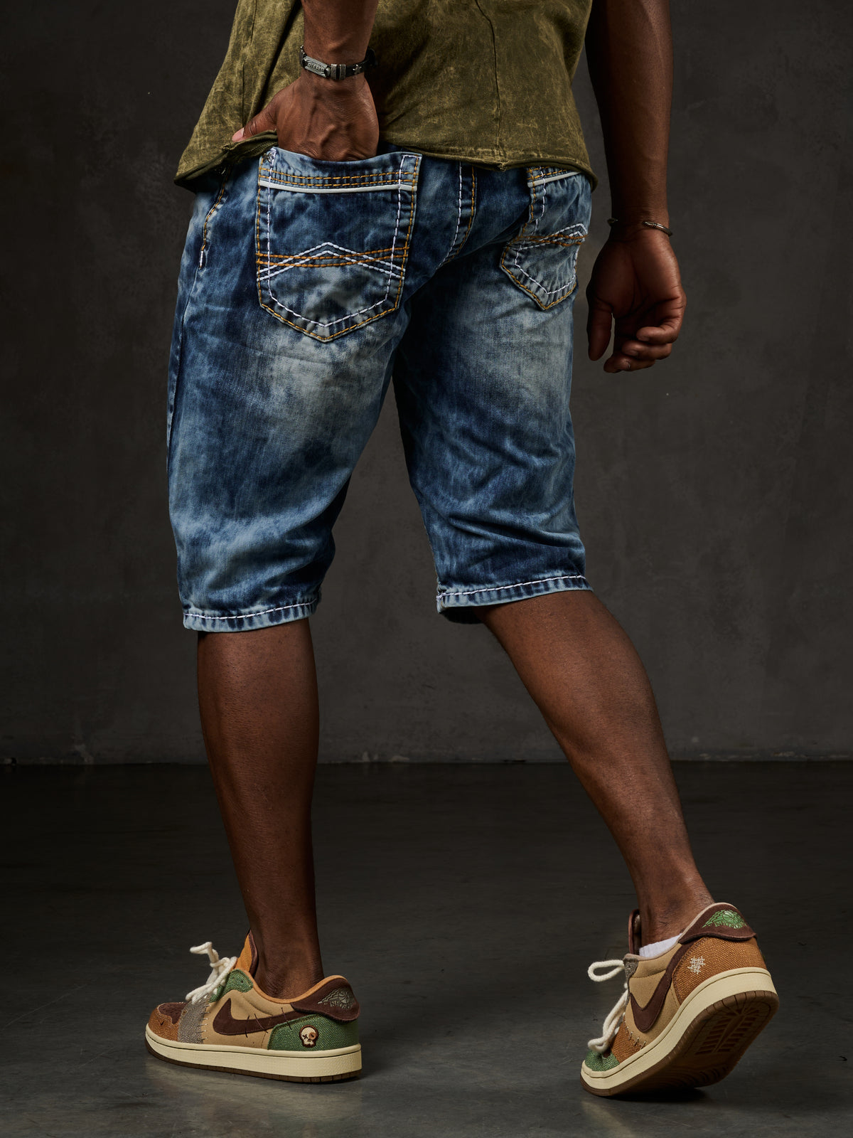 Ck268 Pantaloncini Capri per Uomo con Cuciture di Contrasto
