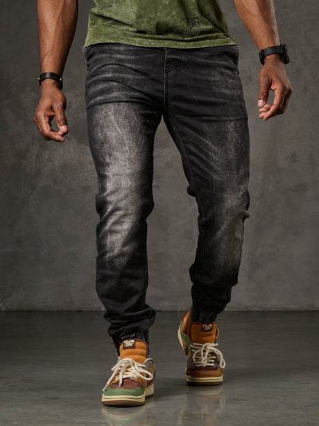 Jeans maschile CD807 con look di base elastico