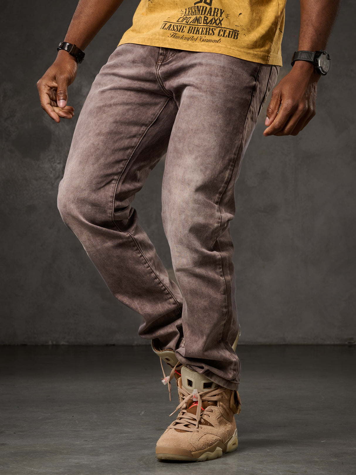 CD860 Herren Jeans – Straight Fit in Blaugrün und Braun