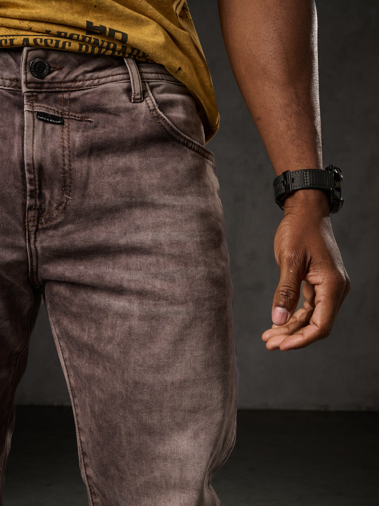 CD860 Herren Jeans – Straight Fit in Blaugrün und Braun