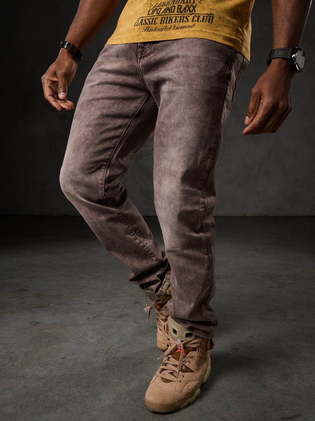 CD860 Herren Jeans – Straight Fit in Blaugrün und Braun