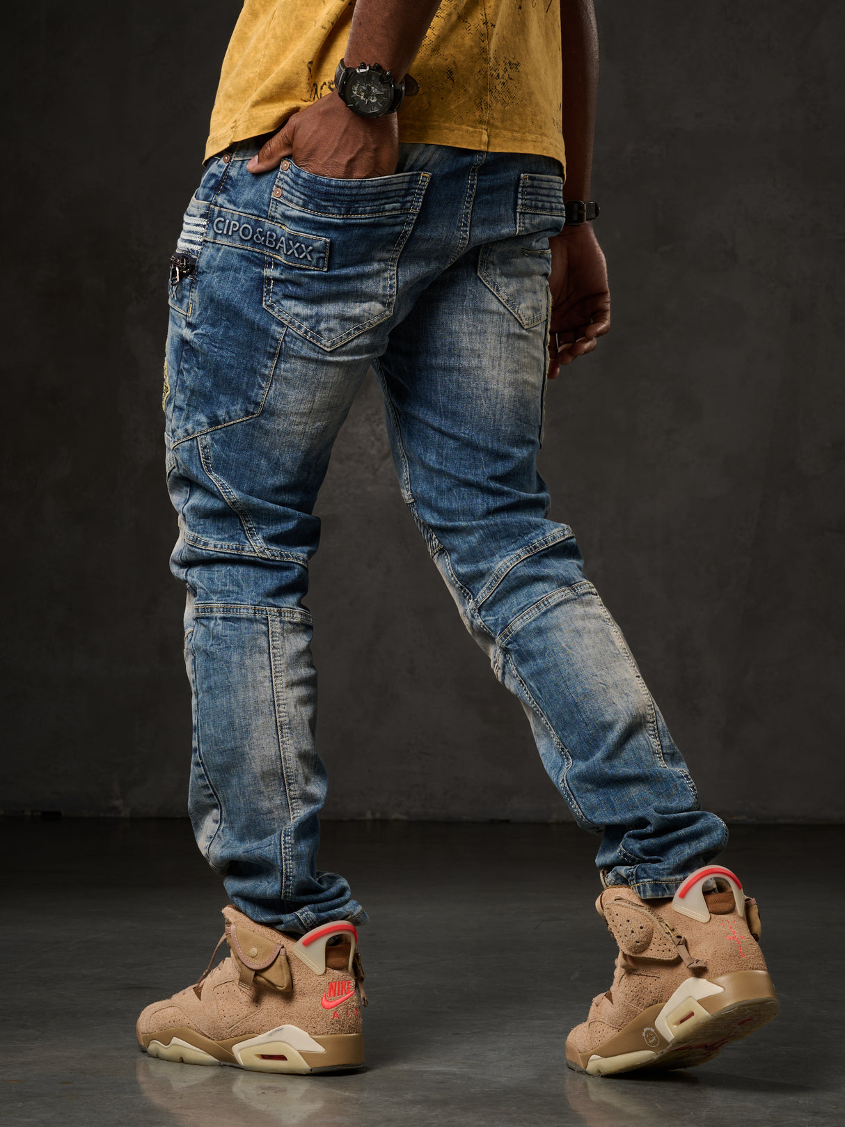 CD293 jeansy w stylu motocyklowym