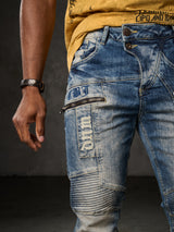 CD293 jeansy w stylu motocyklowym