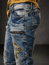 CD293 jeansy w stylu motocyklowym