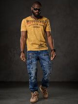 CD798 Jeans de hombre con detalles de cuero
