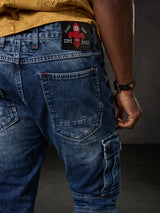 CD798 Jeans de hombre con detalles de cuero
