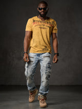 CD798 Jeans de hombre con detalles de cuero