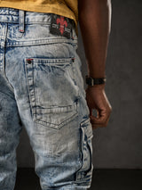 CD798 Jeans de hombre con detalles de cuero