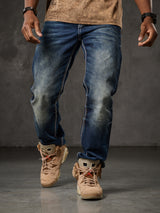 CD287 Herren bequeme Jeans mit Waschungen in Straight Fit