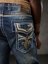 CD287 Herren bequeme Jeans mit Waschungen in Straight Fit