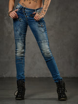 WD168 Comfortabele Dames Jeans met leuke Figuurnaden