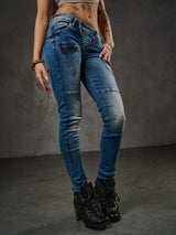 WD168 Comfortabele Dames Jeans met leuke Figuurnaden