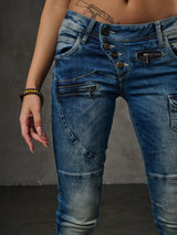 WD168 Comfortabele Dames Jeans met leuke Figuurnaden