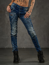 WD200B damskie jeansy slim fit