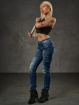 WD200B damskie jeansy slim fit