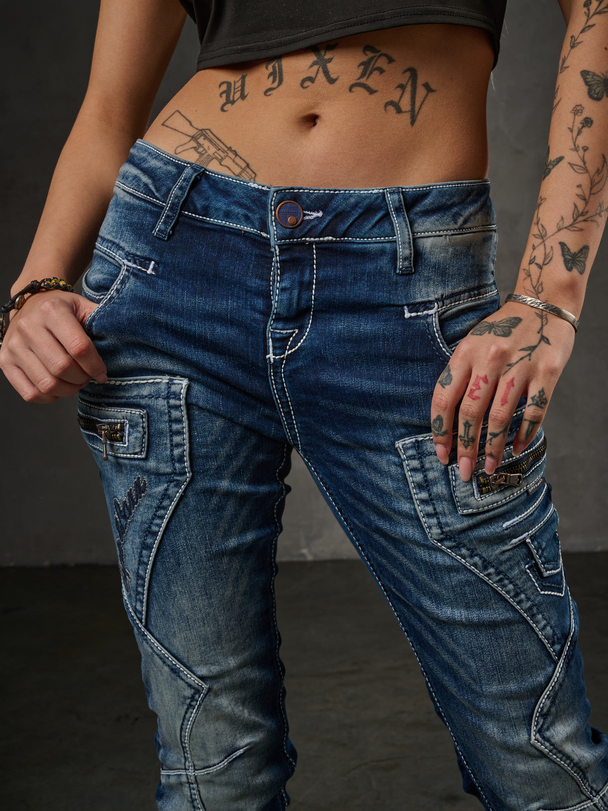 WD200B damskie jeansy slim fit