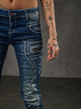 WD200B damskie jeansy slim fit