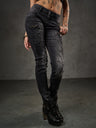 WD437 women slim-fit jeans with trendy decorative stitching