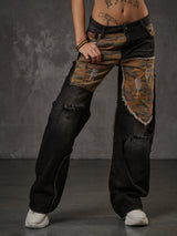 WD527 Damen Jeans Wide Fit im Punk Look