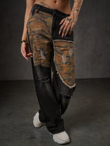WD527 Damen Jeans Wide Fit im Punk Look