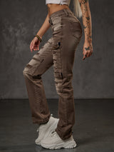 WD529 Jeans femme fantaisie avec déchirures
