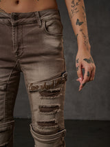 WD529 Jeans femme fantaisie avec déchirures