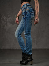WD345 Slim-Fit Dames Jeans met Triple Waistband