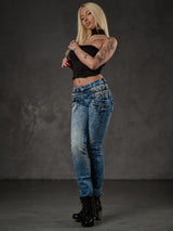 WD345 Slim-Fit Dames Jeans met Triple Waistband