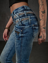 WD345 Slim-Fit Dames Jeans met Triple Waistband