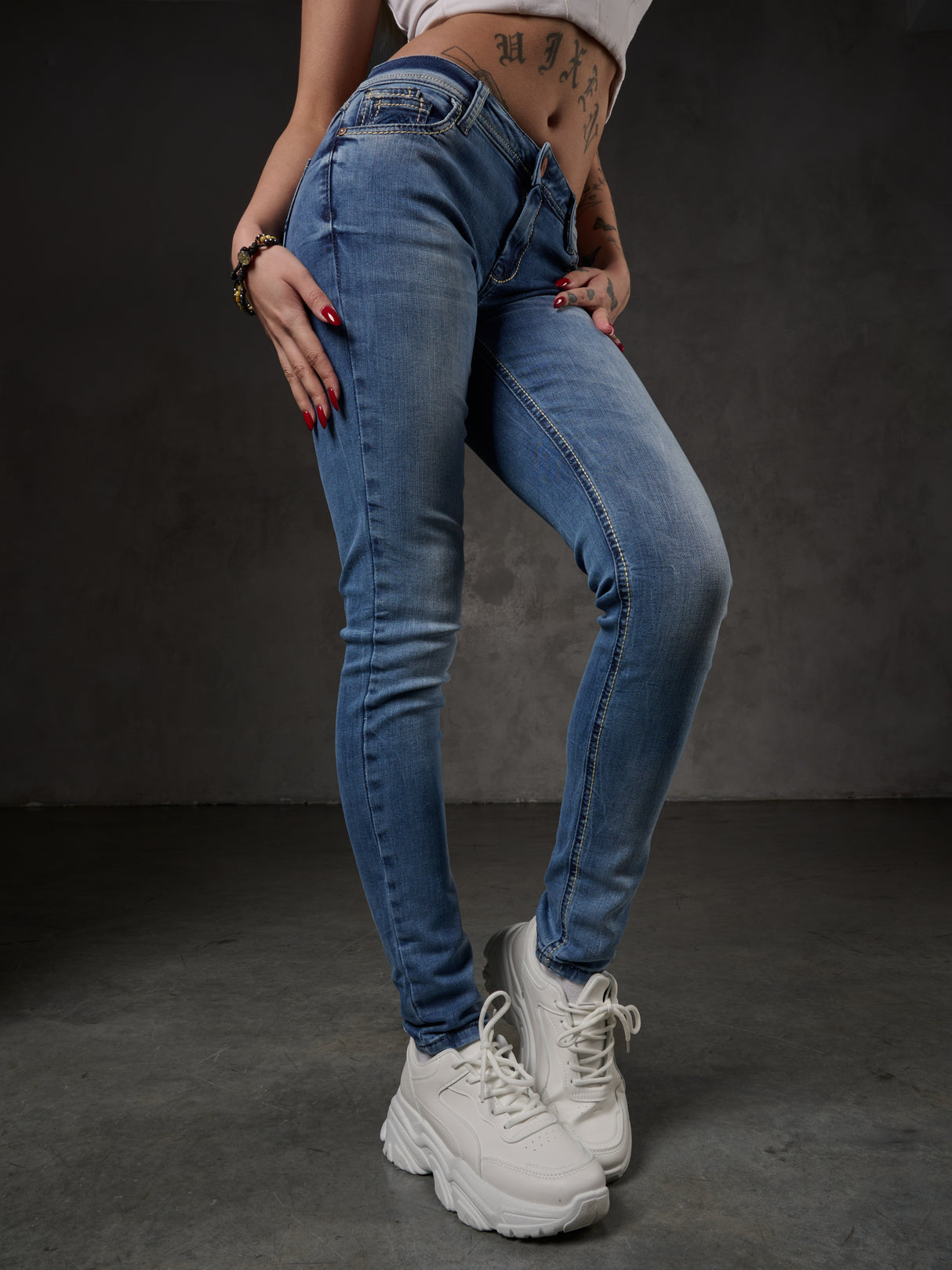 WD344 jeansy damskie slim fit
