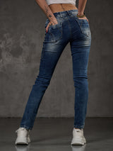 WD502 Damen Slim-Fit-Jeans mit Ziernähten in Straight Fit