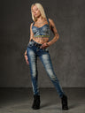 WD153 Slim-Fit Dames Jeans met een lage Taille in Straight Fit