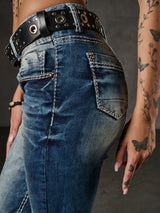 WD153 Slim-Fit Dames Jeans met een lage Taille in Straight Fit