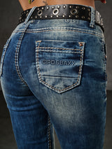 WD153 Slim-Fit Dames Jeans met een lage Taille in Straight Fit